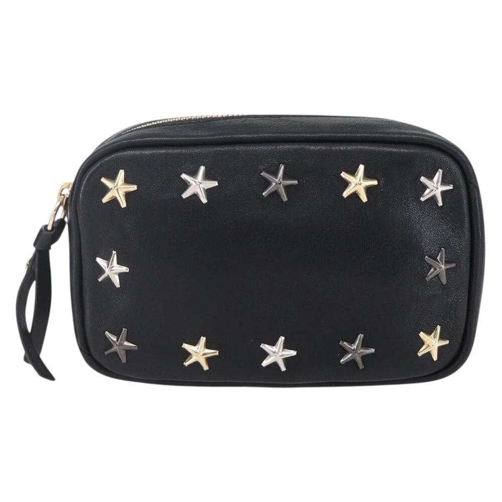 Jimmy Choo Leather Studs Pouch Black